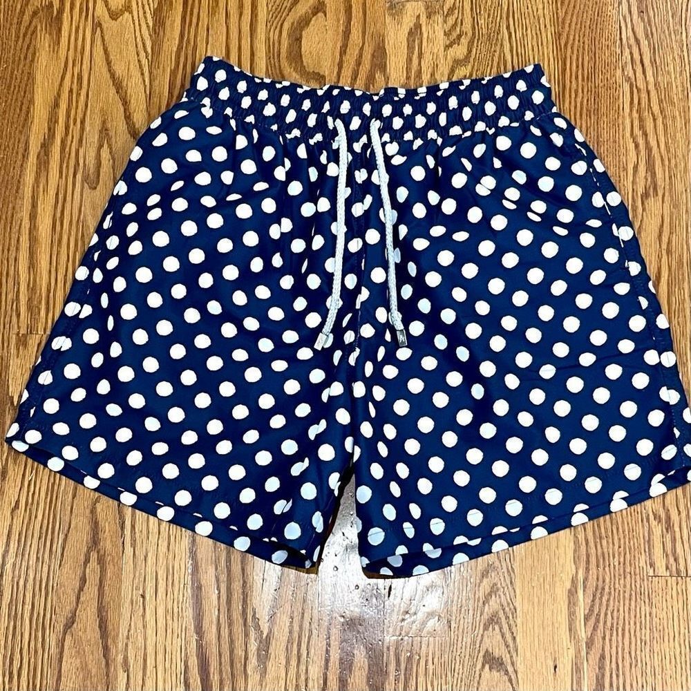 Ancora Navy Polka Dot lined Swim Trunks. Size XL.
